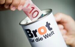 Spendendose von Brot für die Welt
